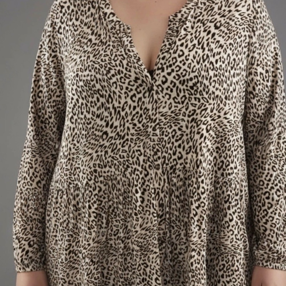 Wonderly Leopard-Print Button-Front Tunic in Beige and Black